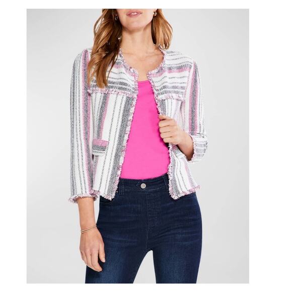 Nic+Zoe Dashing Days Tweed Fringe Trim Jacket US Women's 1X Plus - Picture 1 of 9